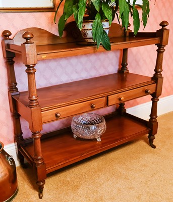 Lot 207 - A Victorian mahogany three tier buffet, with...