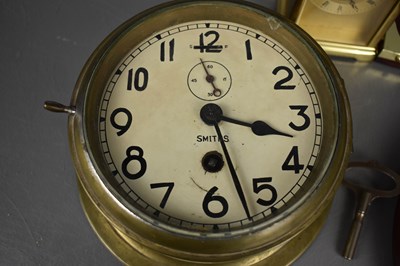 Lot 292 - A 20th century ships clock and barometer, wall...