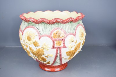 Lot 241 - A large faience pottery jardiniere, impressed...