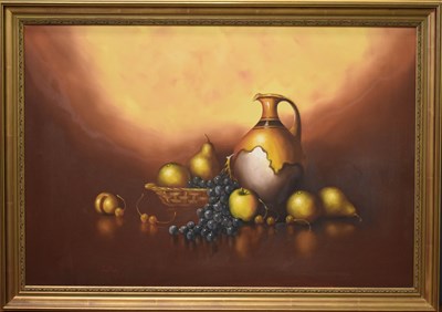 Lot 531 - McMan (20th century) still life of fruit and...