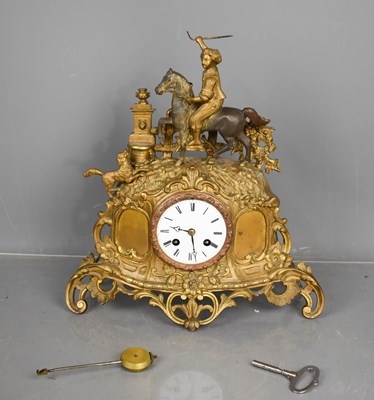 Lot 298 - A 19th century gilt metal French mantle clock,...