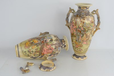 Lot 276 - A pair of Satsuma vases, decorated with...