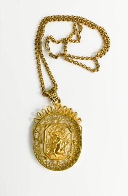Lot 9 - A yellow metal pierce pendant likely Victorian,...
