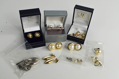 Lot 46 - A group of four pairs of 9ct gold earrings,...