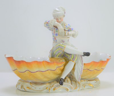 Lot 112 - A Meissen porcelain table salt, with a man in...