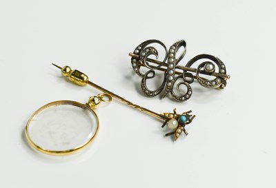 Lot 99 - A 19th century seed pearl and silver...
