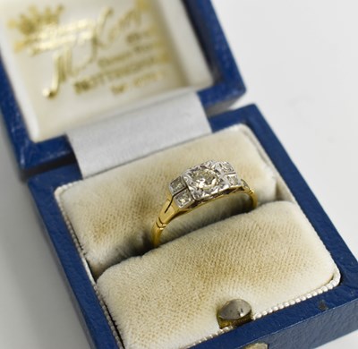 Lot 114 - An 18ct gold and diamond Art Deco ring, the...