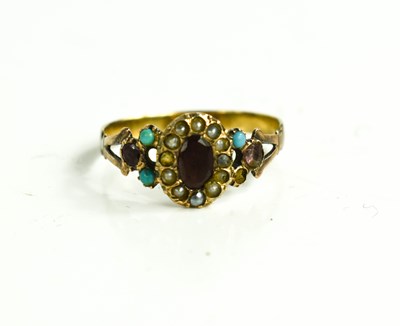 Lot 115 - A Georgian gold, seed pearl, amethyst, garnet...