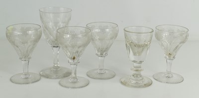 Lot 42 - A set of four Victorian glasses etched with...