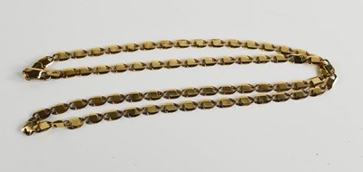 Lot 132 - A 9ct gold flat link chain necklace, with crab...