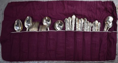 Lot 59 - A group of silver plated flatware, two boxed...