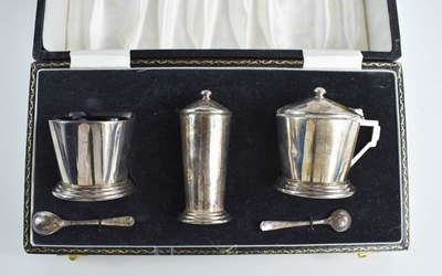 Lot 203 - A silver cruet set, in the original...