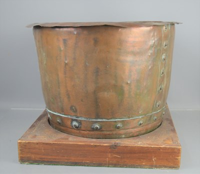 Lot 153 - A large 19th century copper cauldron, riveted...