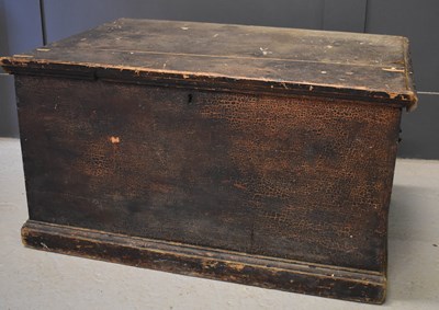 Lot 352 - A vintage pine trunk, later stained with iron...