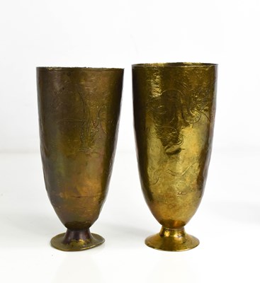 Lot 7 - A pair of 19th century Chinese brass goblets...