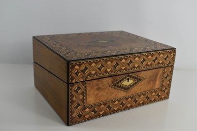 Lot 199 - A 19th century parquetry workbox, with...