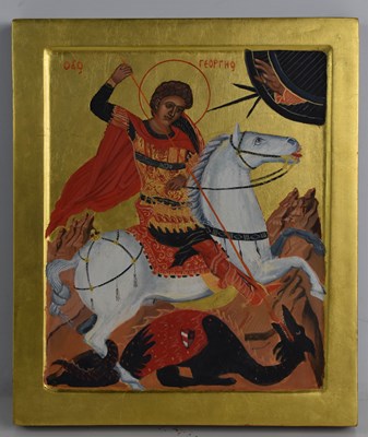 Lot 164 - A 20th century Russian icon, depicting St...