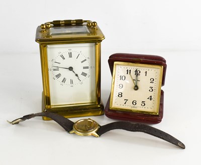 Lot 55 - A French brass carriage clock with single...