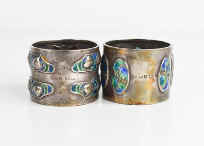 Lot 13 - A pair of silver and enamel Art Nouveau...