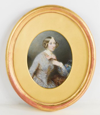 Lot 327 - A 19th century oval miniature portrait, oil on...