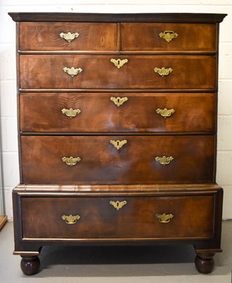 Lot 444 - An early 18th century walnut chest of two over...