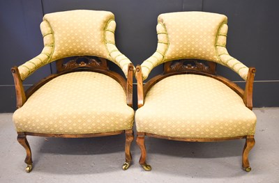 Lot 411 - A pair of 19th century bow armchairs, with...