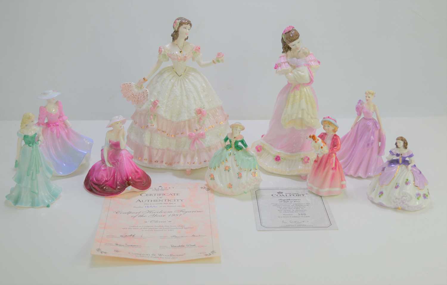 Lot 105 - A group of Coalport porcelain figurines to...