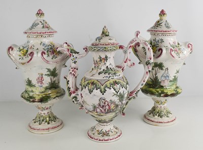 Lot 79 - A garniture of French Veuve Perrin Faience,...