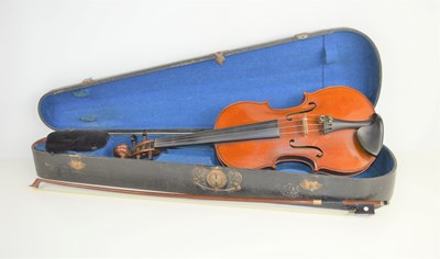 Lot 293 - A full size violin with two piece maple back...