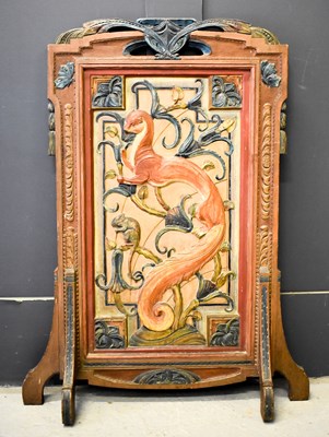 Lot 435 - An Art Nouveau carved pine panel depicting a...