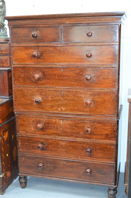 Lot 421 - A Victorian mahogany chest on chest, of two...