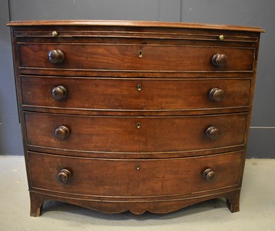 Lot 412 - A Victorian mahogany bow front chest of four...