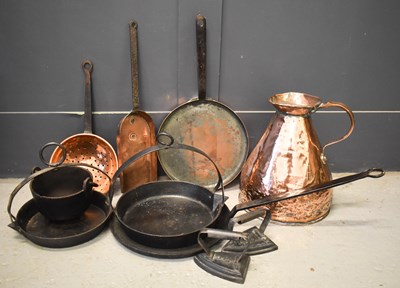 Lot 158 - A group of antique copper and iron ware to...