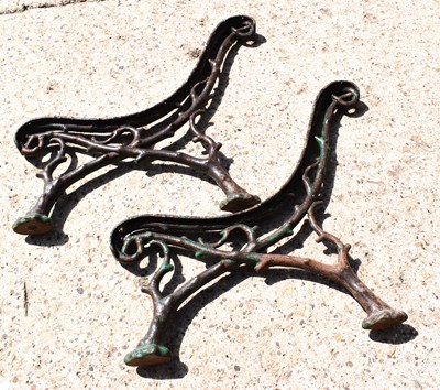 Lot 479 - A pair of antique cast iron bench ends in the...