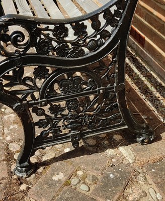 Lot 496 - A rare Falkirk '19' cast iron bench depicting...