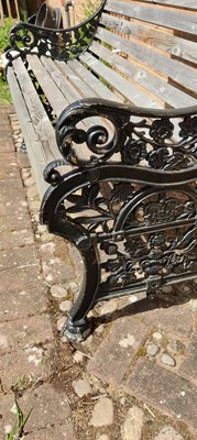 Lot 496 - A rare Falkirk '19' cast iron bench depicting...