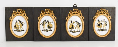 Lot 108 - Four Victoiran style black and gilt...