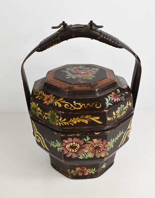 Lot 28 - A Chinese early 20th century painted lacquered...