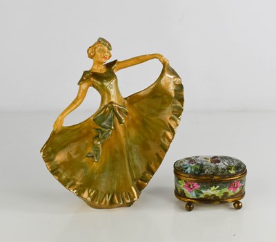 Lot 107 - An Art Deco pottery dancing lady, and a small...