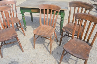 Lot 358 - A Victorian pine kitchen table with single...