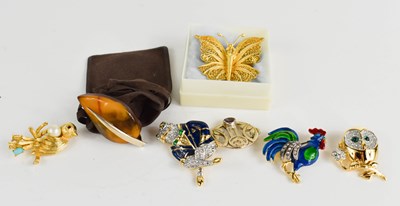 Lot 229 - Seven various brooches, including a butterfly...
