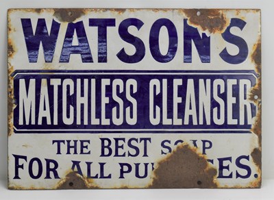 Lot 308 - A vintage Watsons Matchless Cleanser enamel...