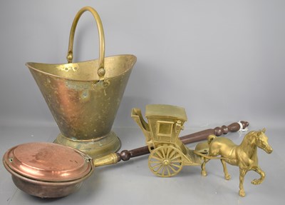 Lot 506 - A large brass horse and cart together with a...