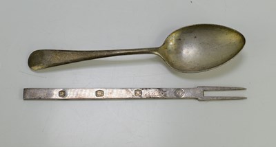 Lot 410 - A silver pickle fork, hallmarked Francis...