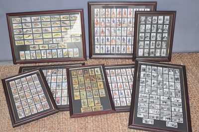 Lot 256 - Nine framed and glazed sets of cigarette cards...