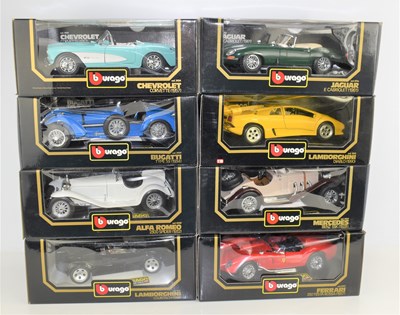 Lot 204 - Eight boxed Burago 1:18 scale diecast models...