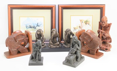 Lot 215 - A resin figure group of the three wise monkeys...