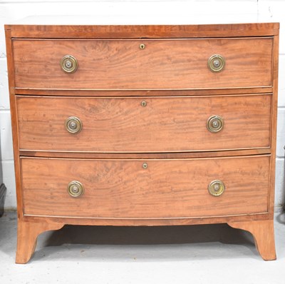 Lot 634 - A Victorian bow fronted mahogany chest of...