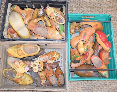 Lot 248 - A large group of wooden Dutch clogs of various...