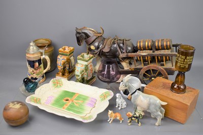 Lot 339 - A ceramic Shire horse and cart together with a...